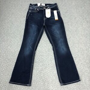 Angel Jeans Womens 13/29 Blue Boot Cut Stretch Embroidered Pocket Denim Norm New